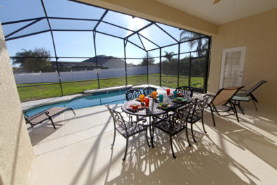 A swimming pool and lanai at a home in Florida